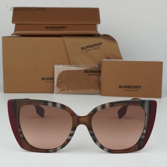 NEW Burberry BE4393 MERYL 405413 Check Bordeaux Pink Gradient Women Sunglasses - Picture 2 of 8